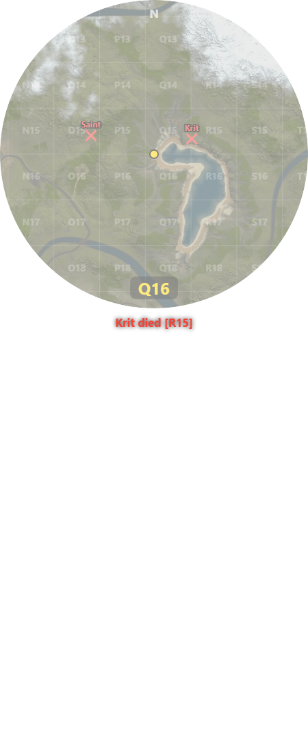 Krit died [R15] — death markers visible on minimap